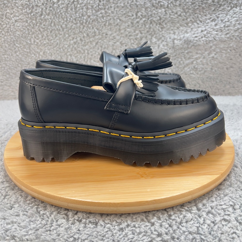 Dr Martens Platform Tassel Loafers Black Leather Chunky Womens 7 Goth Academia - Picture 5 of 11